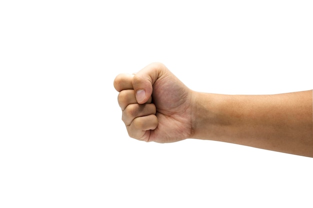 Photo close-up of fist over white background