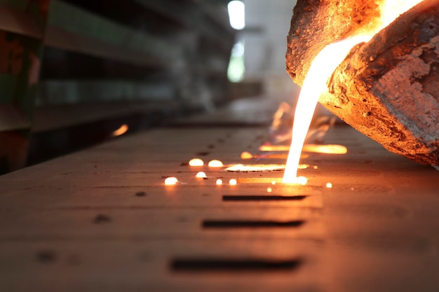 Close-up of flame pouring on metal