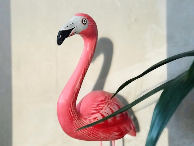 close-up of a flamingo decoration