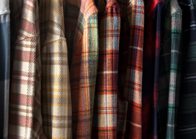 Photo close up on flannel shirt detail