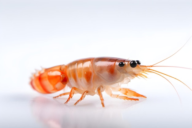 A close up of a flea on a white background