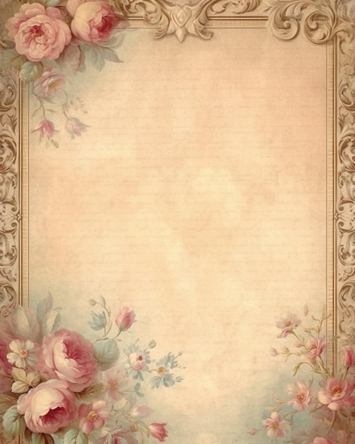 A close up of a floral frame with a flower arrangement generative ai