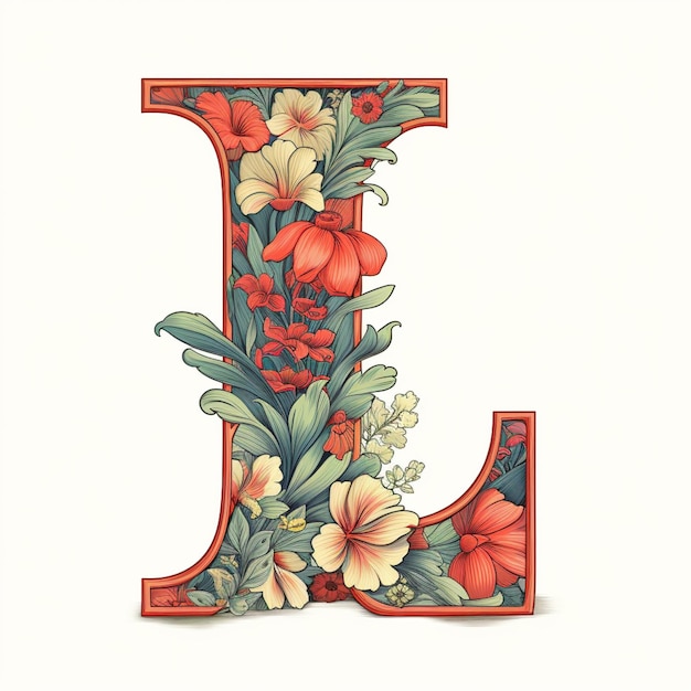 a close up of a floral letter with a flowered design generative ai