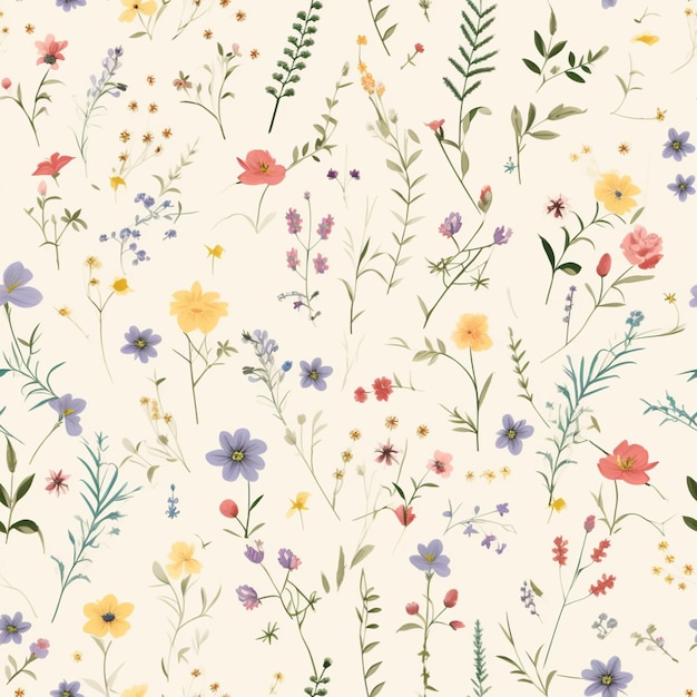 a close up of a floral pattern with many different flowers generative ai