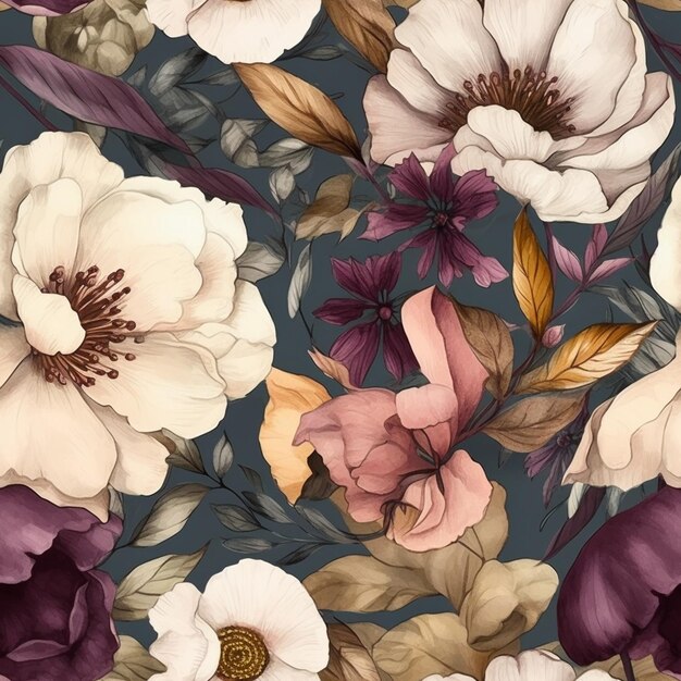 a close up of a floral pattern with many flowers generative ai