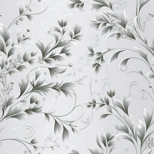 Photo a close up of a floral pattern with silver flowers generative ai