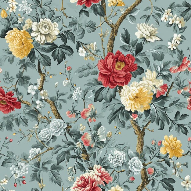 a close up of a floral wallpaper with many flowers generative ai