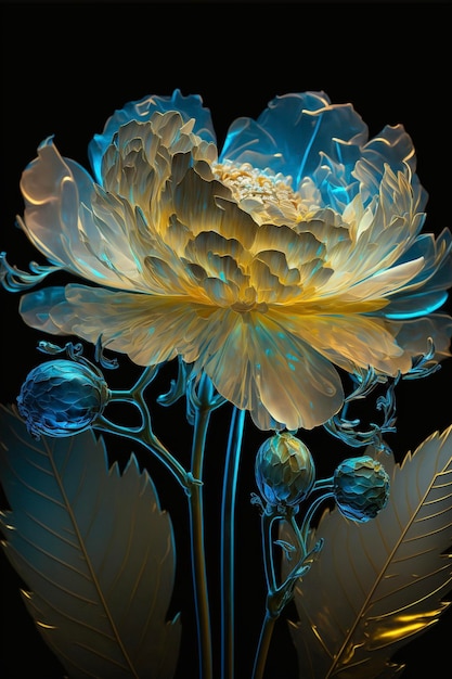 Close up of a flower on a black background generative ai