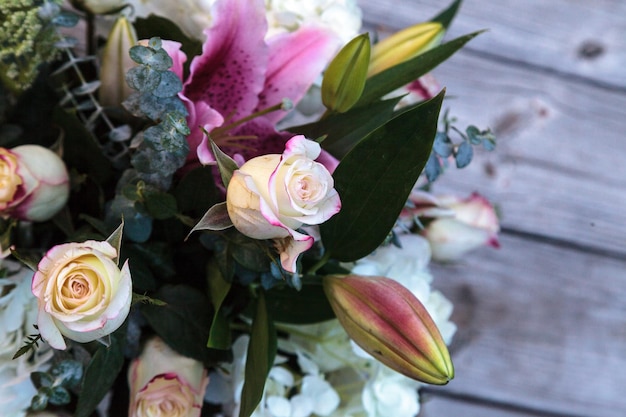 Close-up of flower bouquet on table
