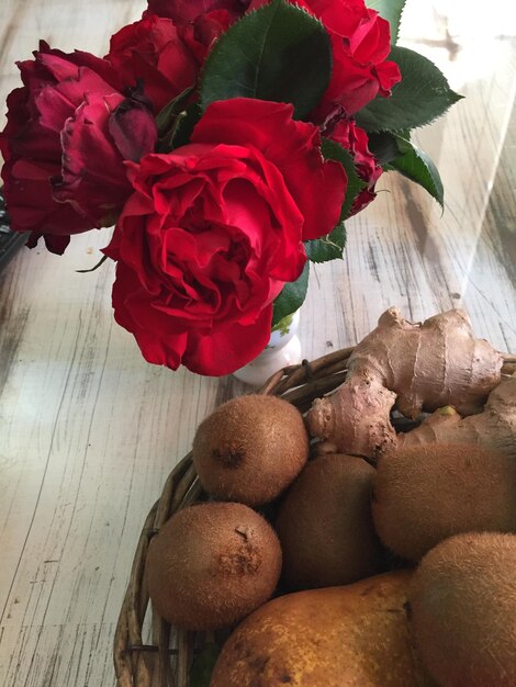 Close-up of flower bouquet on table