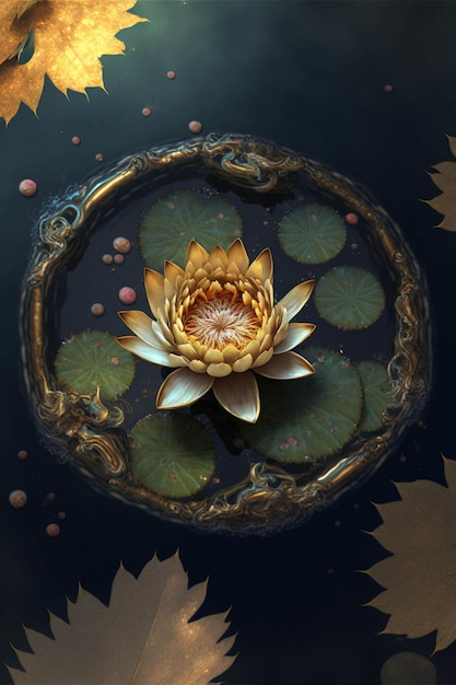 Close up of a flower in a bowl of water generative ai