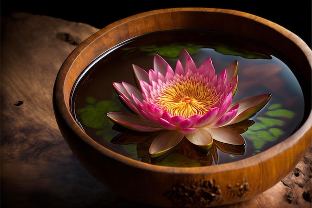 Close up of a flower in a bowl of water generative ai