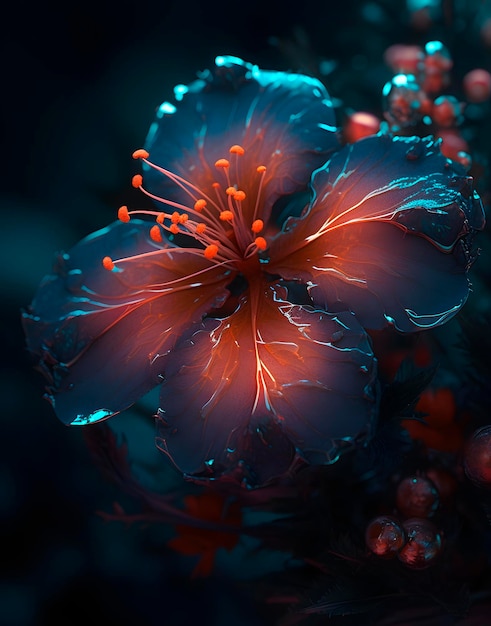 A close up of a flower on a branch digital art AI generated AI generative