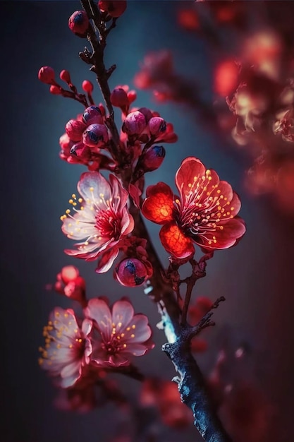 Close up of a flower on a branch generative ai