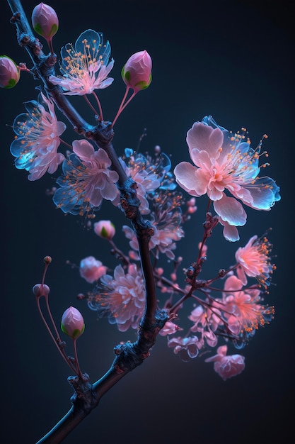 Close up of a flower on a branch generative ai