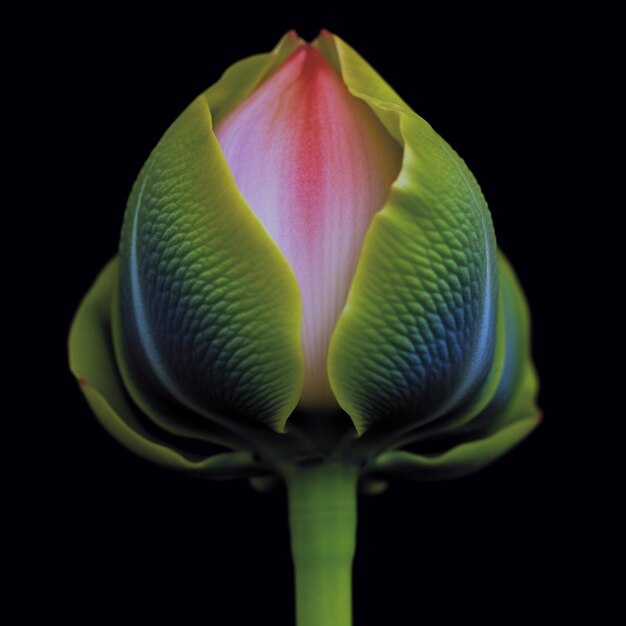 Photo a close up of a flower bud with a black background generative ai