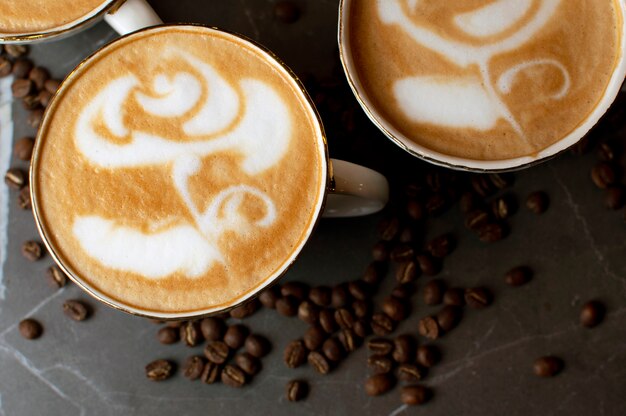 Close-up of a flower draw on coffee