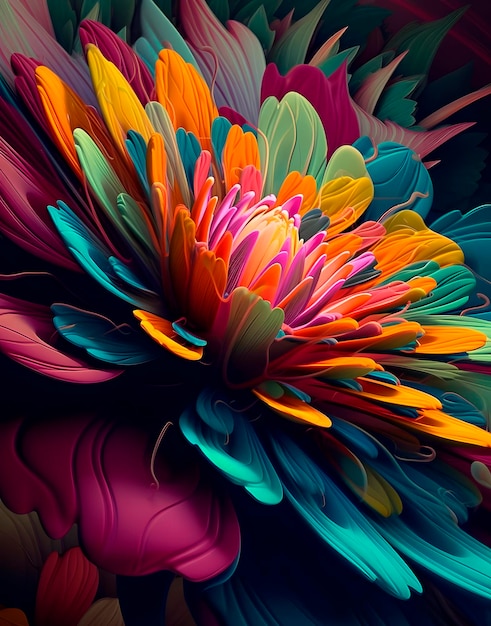 紙で作られた花のクローズアップ デジタルアート AI生成 AI生成