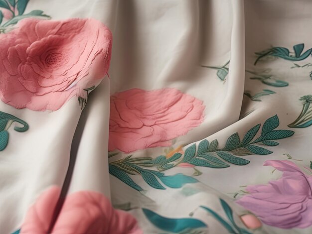 close up of a flower pattern fabric background