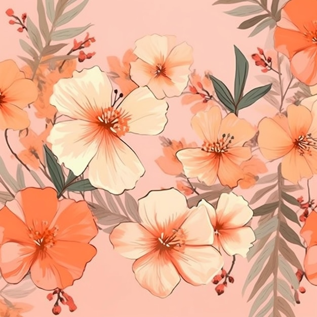 a close up of a flower pattern on a pink background generative ai