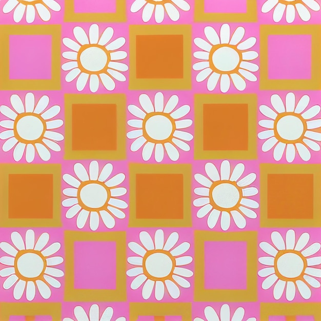 Photo close up of a flower pattern on a pink and orange background generative ai