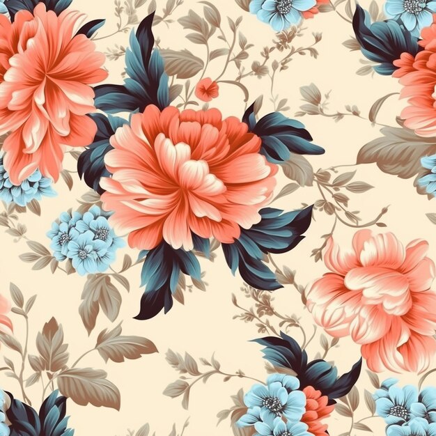 A close up of a flower pattern with many flowers AI Generative