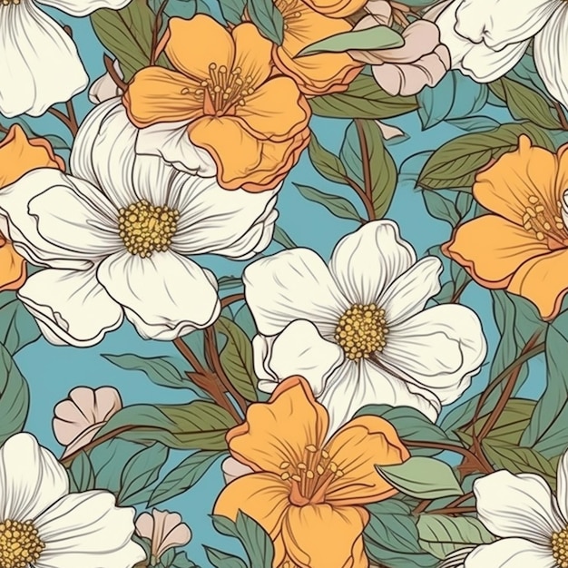 a close up of a flower pattern with many flowers generative ai