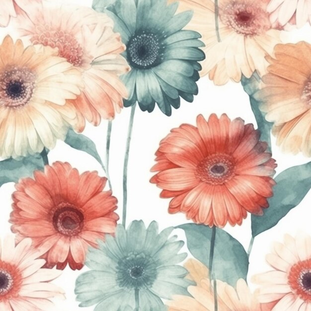 A close up of a flower pattern with many flowers on it generative ai