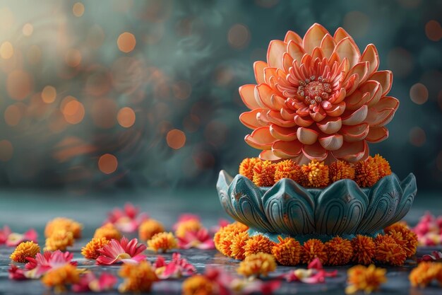 Close Up of a Flower on a Table Generative AI