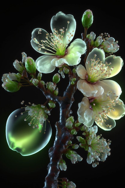 Close up of a flower on a tree generative ai