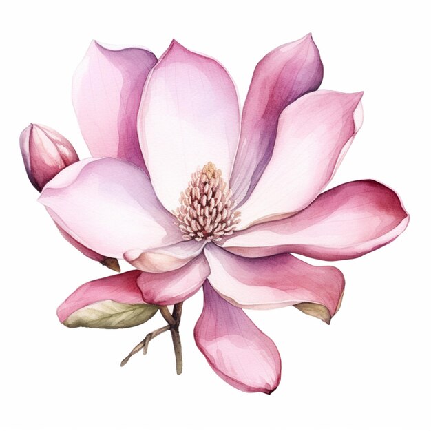 a close up of a flower on a white background with a pink flower generative ai