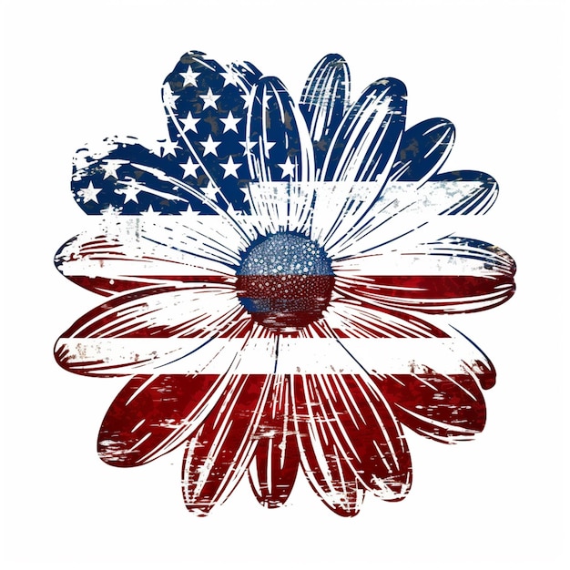 Photo a close up of a flower with an american flag on it generative ai