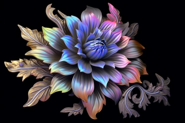 Photo a close up of a flower with a black background generative ai