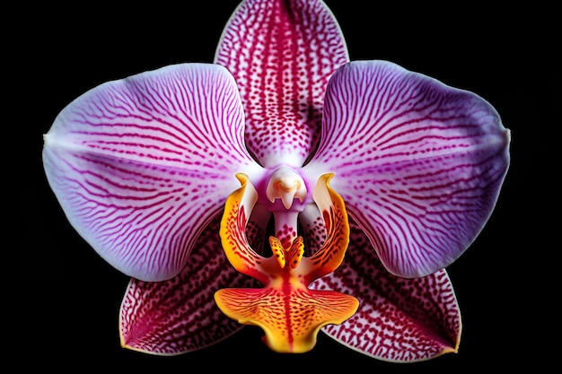 a close up of a flower with a black background