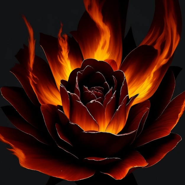 Photo a close up of a flower with a dark background amazing fire art