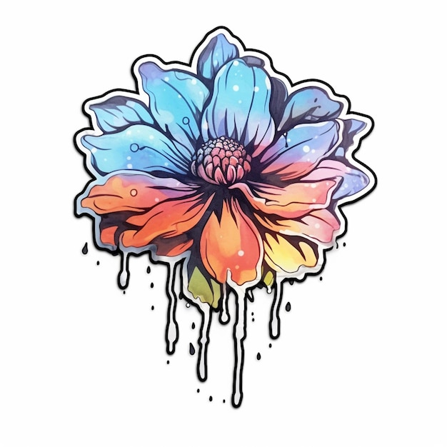 a close up of a flower with a dripping paint effect generative ai