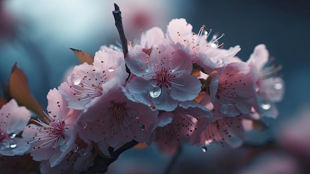 A close up of a flower with a drop of water on it