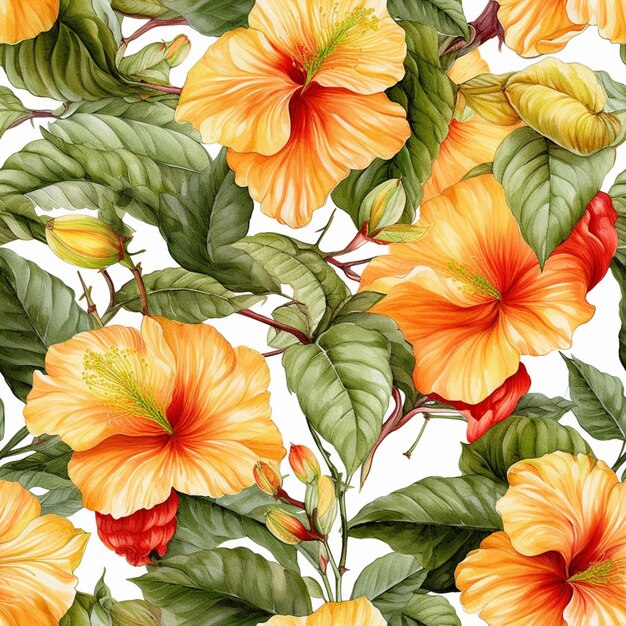 Photo a close up of a flower with green leaves and orange flowers generative ai