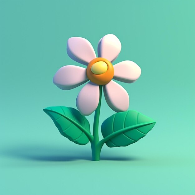A close up of a flower with a green stem and leaves generative ai