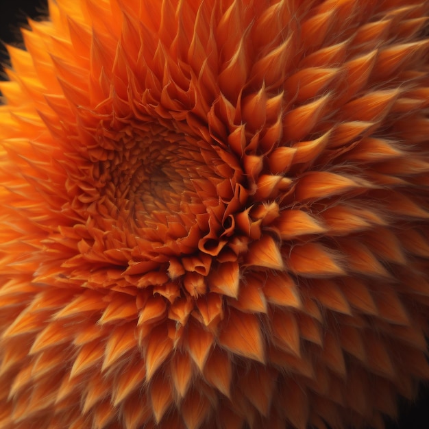 Foto un primo piano di un fiore con un grande centro arancione.