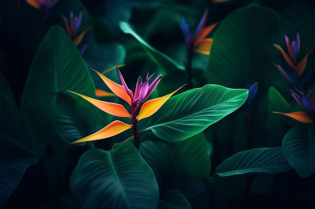 A close up of a flower with many leaves in the background generative ai