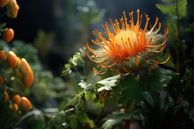 Foto un primo piano di un fiore con molti fiori arancione