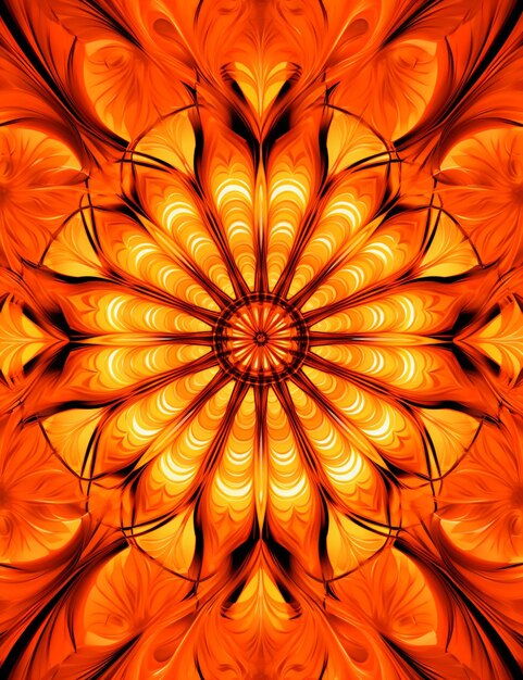 A close up of a flower with orange petals on a black background generative ai