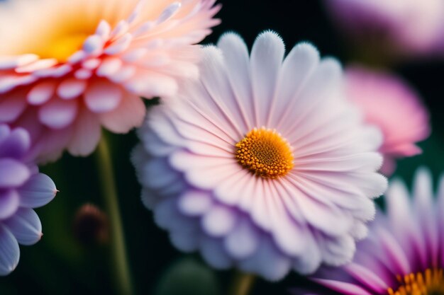 A close up of a flower with a pink center