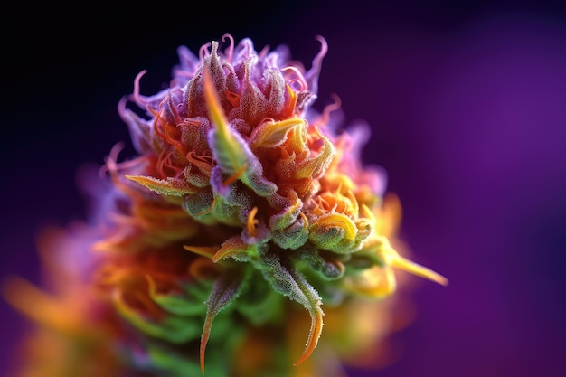 Foto un primo piano di un fiore con colori viola e arancioni