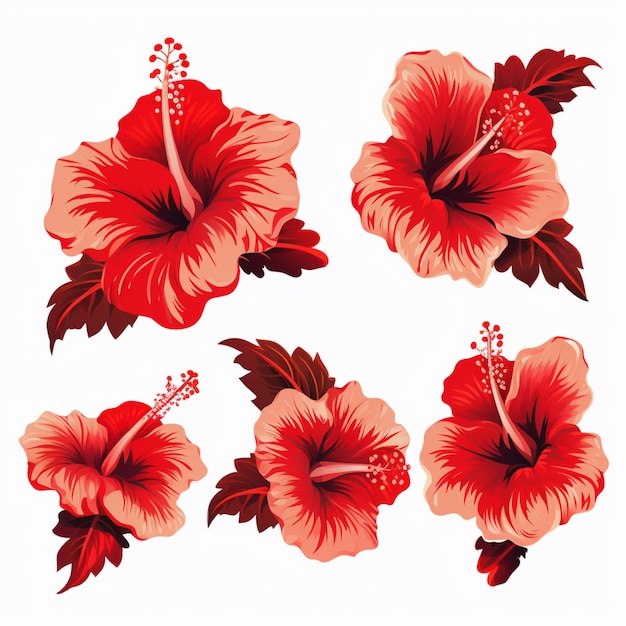 a close up of a flower with red petals on a white background generative ai