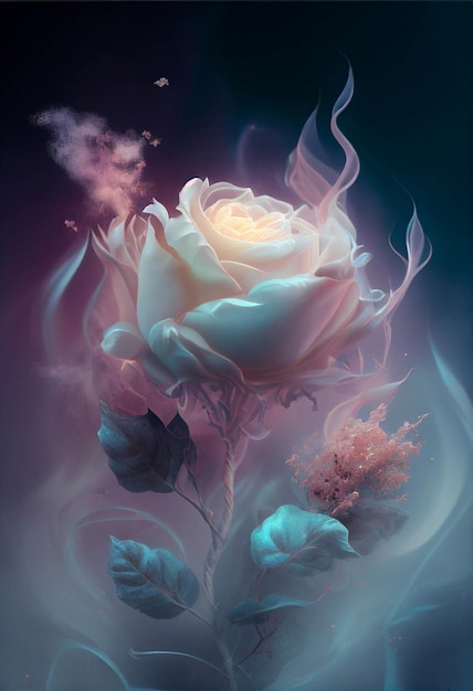 Close up of a flower with smoke coming out of it generative ai