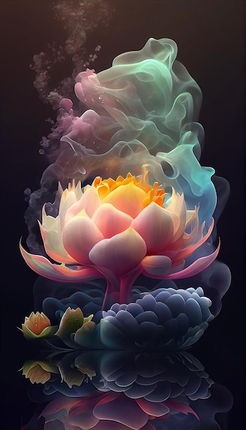 Close up of a flower with smoke coming out of it generative ai