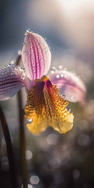 Photo a close up of a flower with the sun shining on it