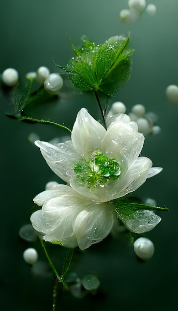 Close up of flower with water droplets on it generative ai